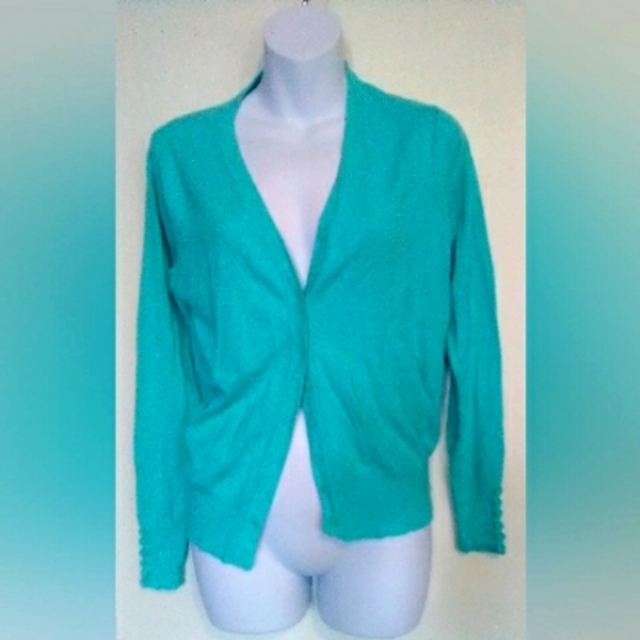 🌺BUNDLE ONLY🌺MADE BY JOHNNY LADIES TURQUOISE SWEATER - Picture 1 of 8